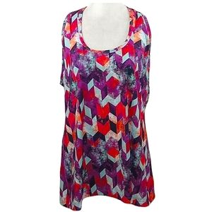 Lukka Tank Top Multicolor Geometric Print Racerback Relaxed Fit